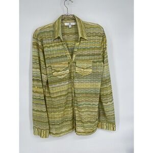 JEAN PIERRE KLIFA Shirt Womens Sz XL Sheer Long Sleeve Lime Green